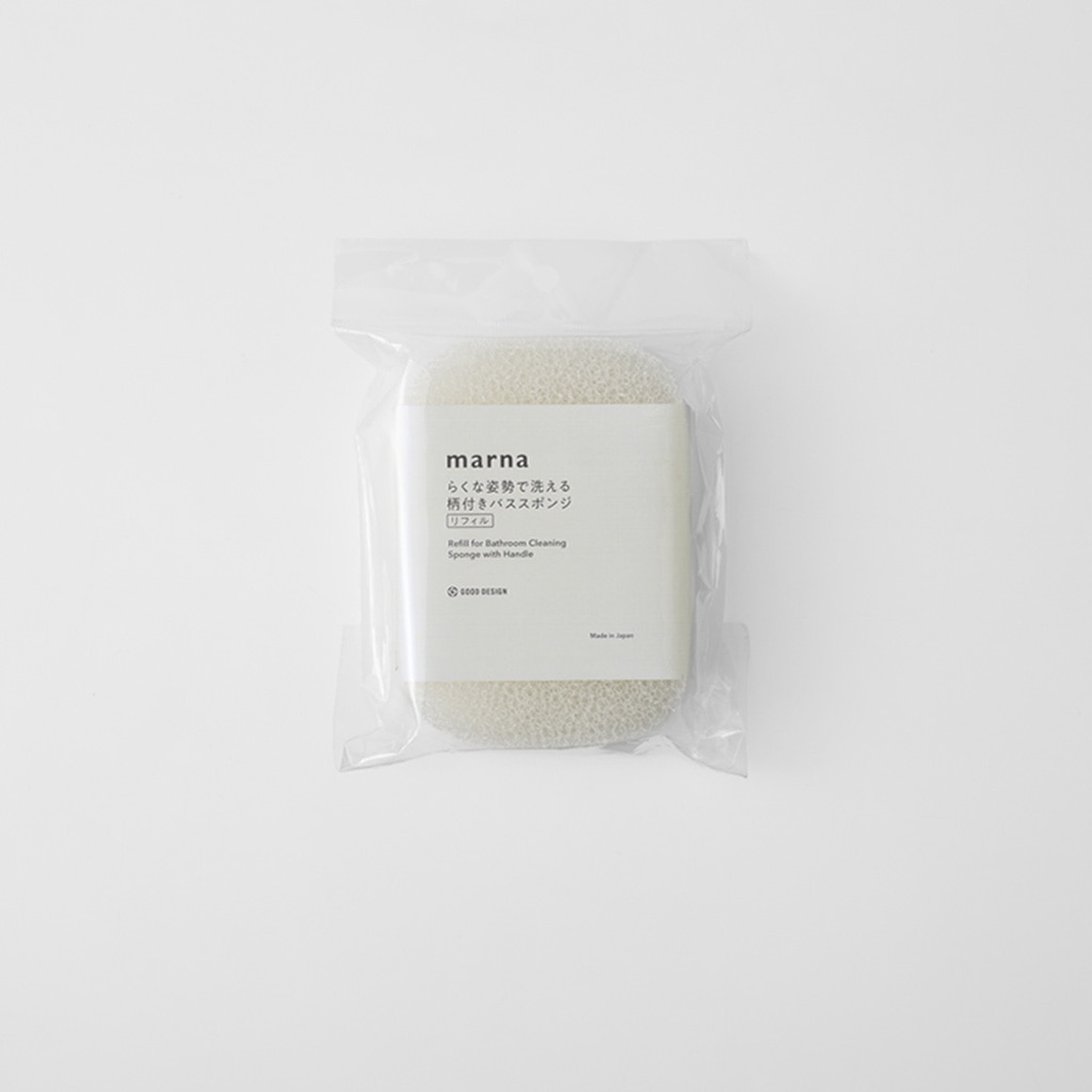 らくな姿勢で洗える柄付きバススポンジ リフィル ホワイト