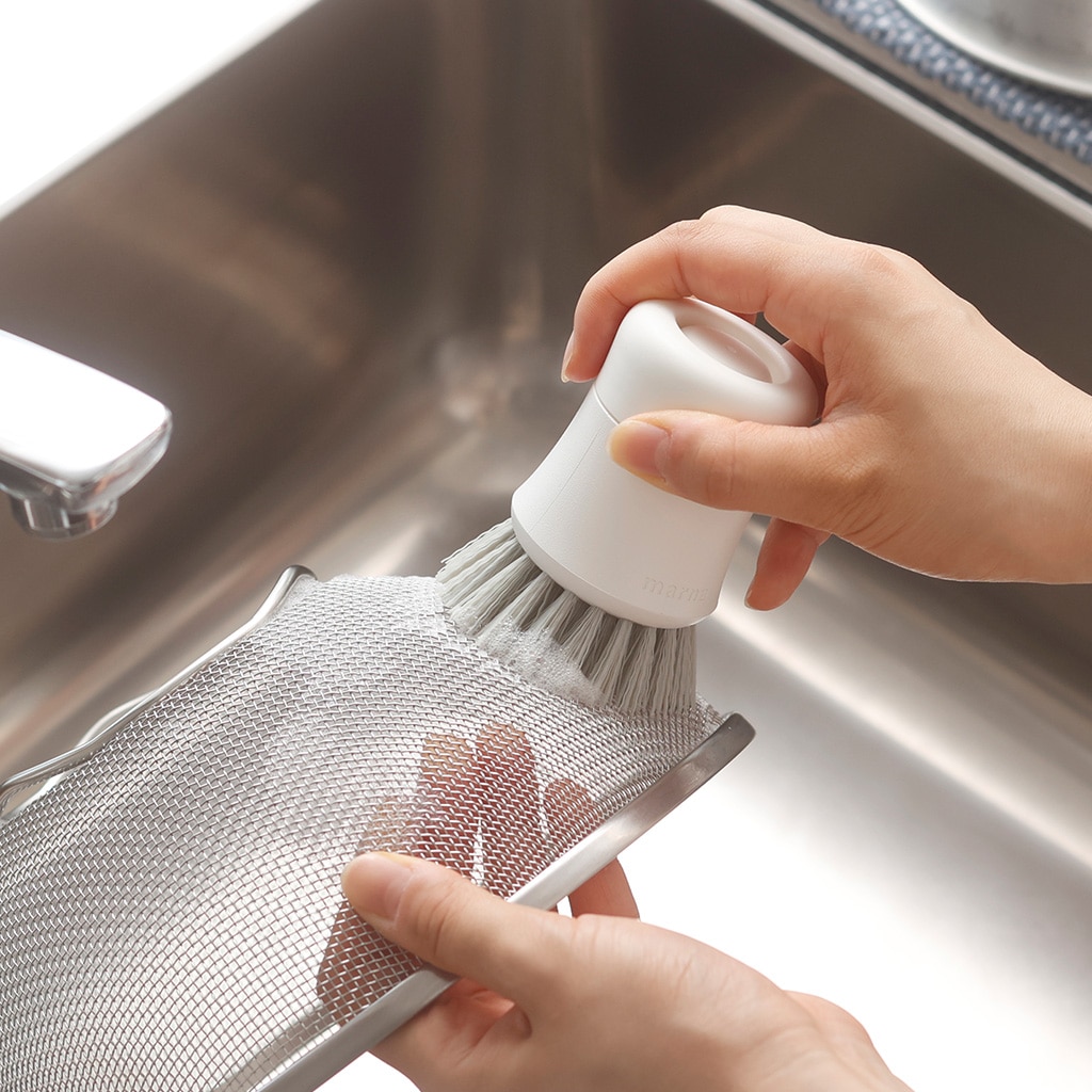 ワンプッシュキッチンブラシ ホワイト ふつう