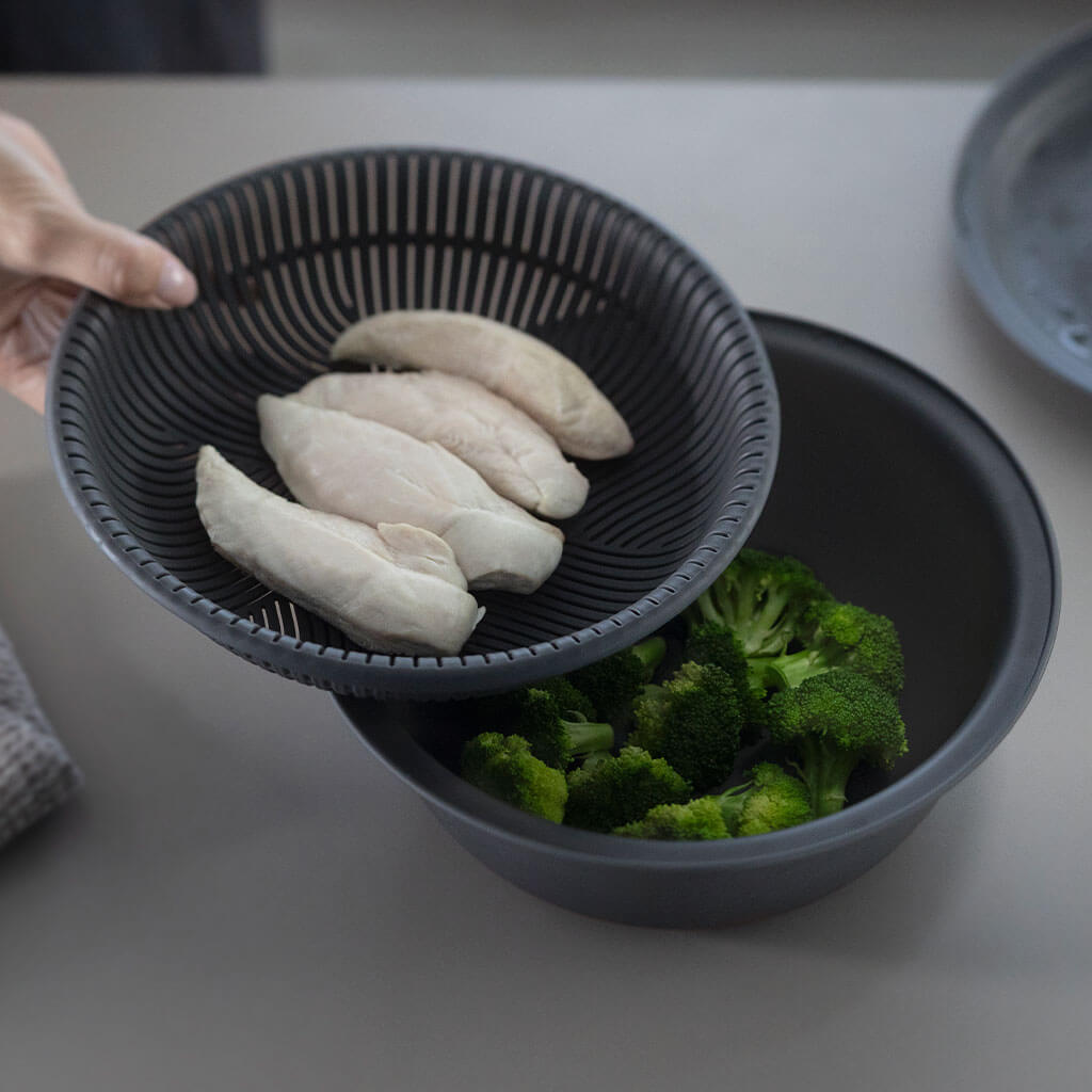 ザルボウル 21cm ダークグレー 2点セット