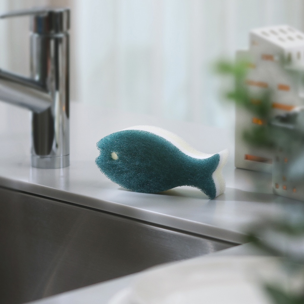 おさかなスポンジ 冬のきらめき フォレストグリーン 2個入り