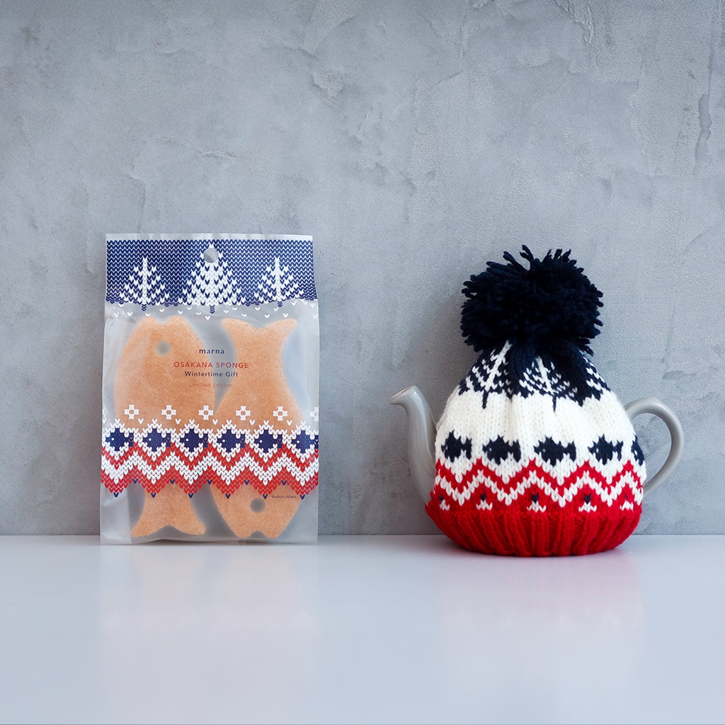 おさかなスポンジ 冬のおくりもの ライトブラウン 2個入り
