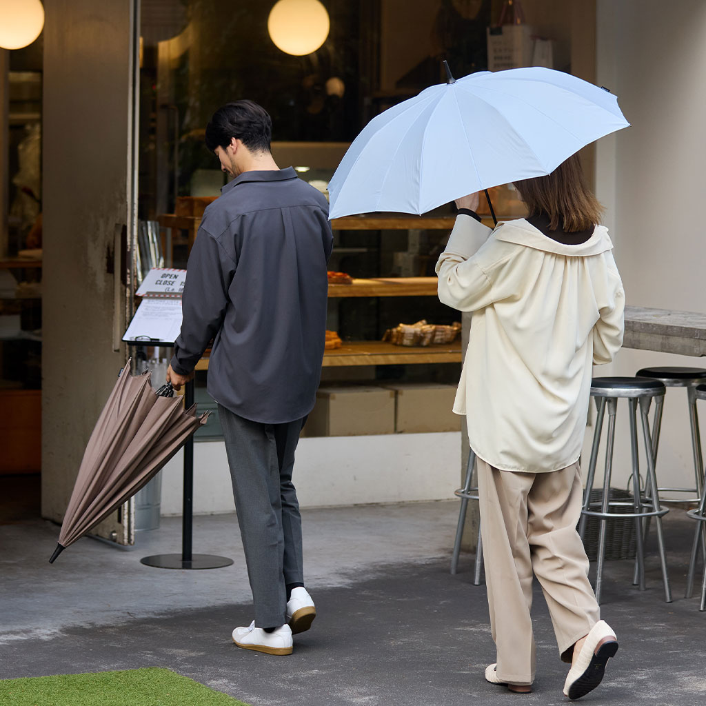 [ギフト]Shupatto アンブレラ ブルーグレー(柄:ブラック) 58cm