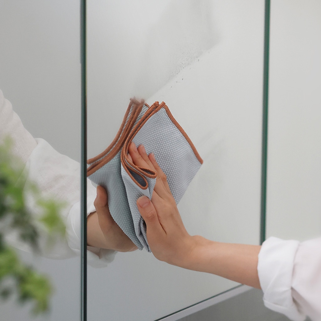 marna】ガラス・鏡ピカッとクロス(2枚入 ライトブルー・オレンジ