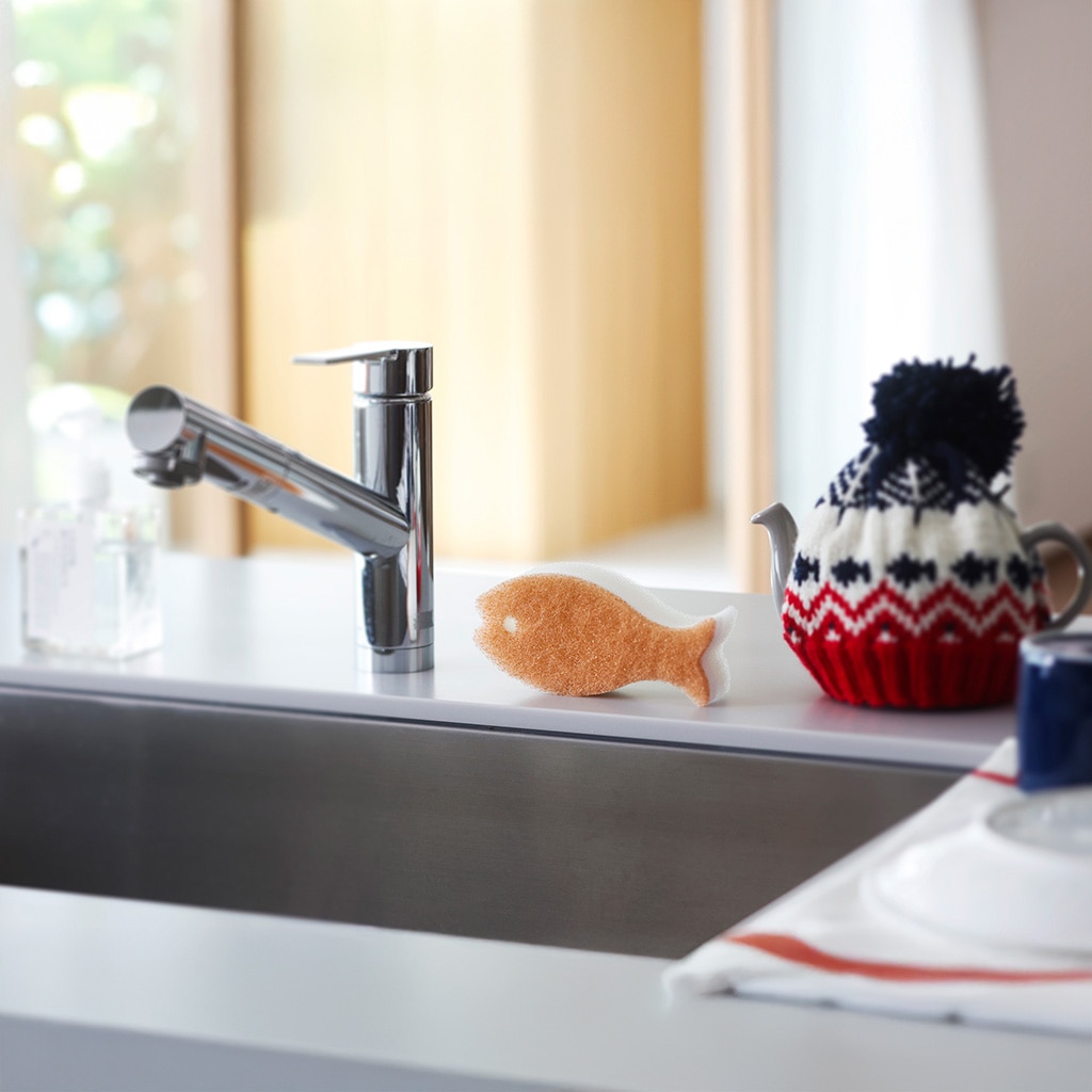 おさかなスポンジ 冬のおくりもの ライトブラウン 2個入り