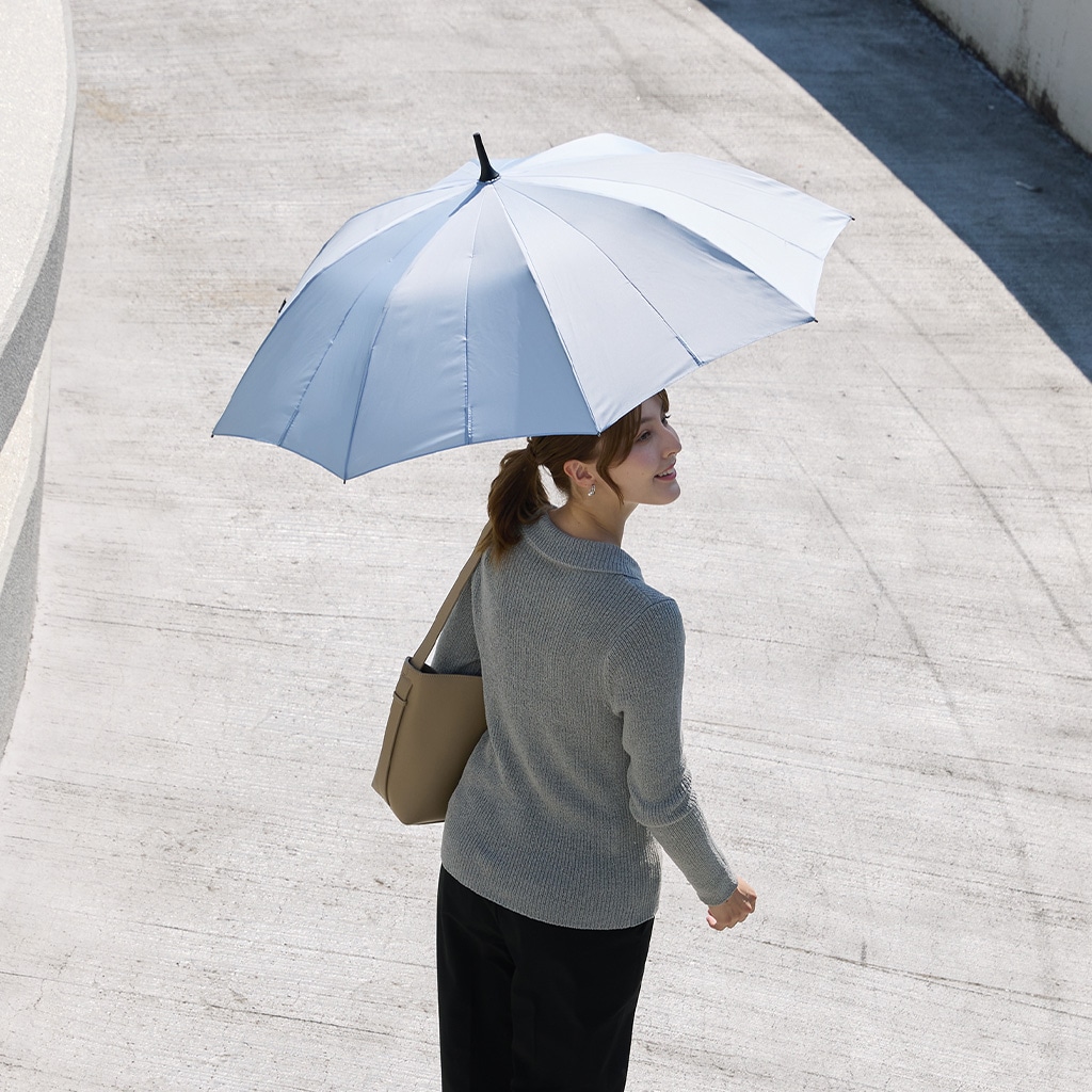 Shupatto アンブレラ ブルーグレー(柄:ブラック) 58cm