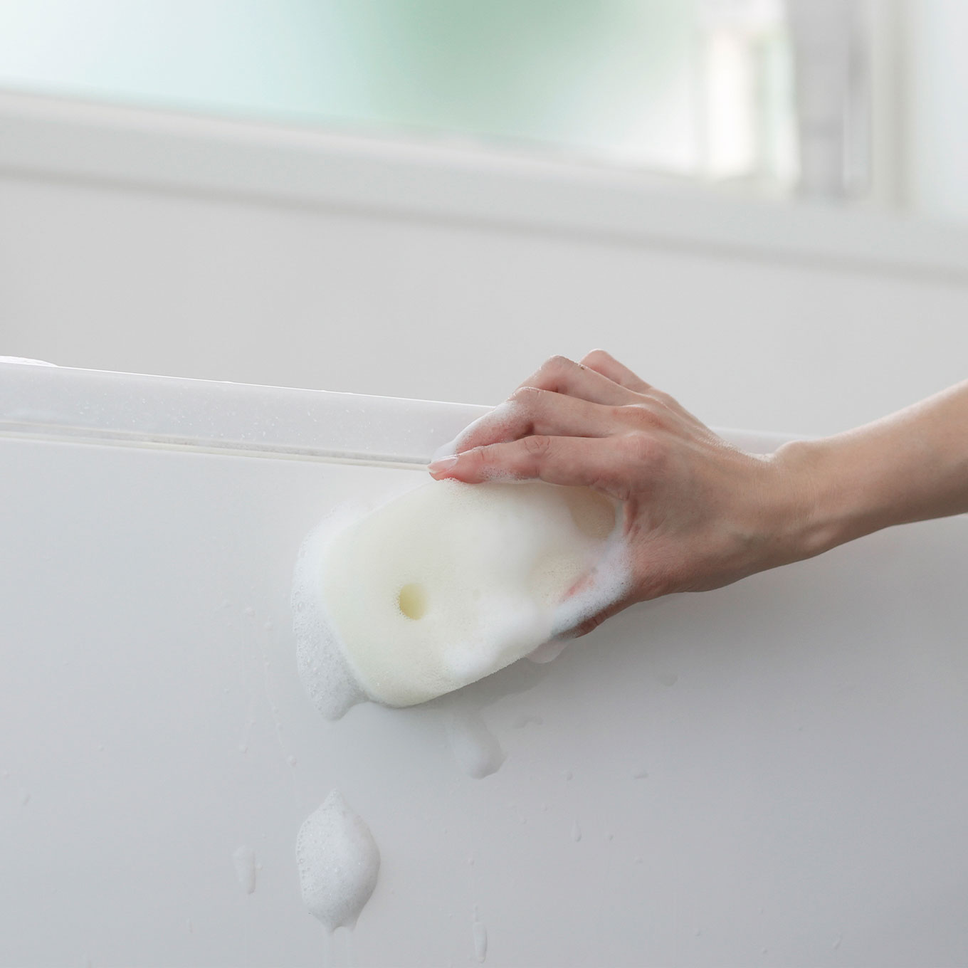 水切れがいいバススポンジ ホワイト 単層