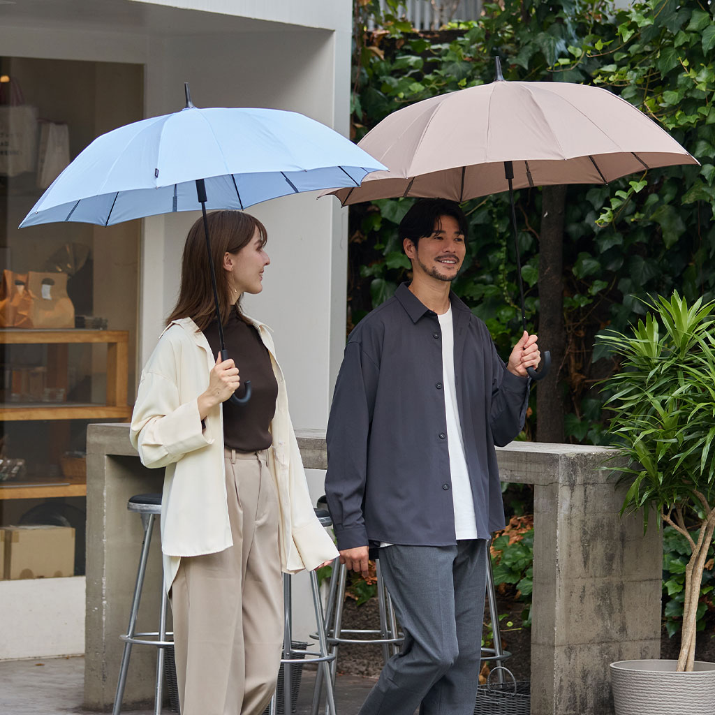 [ギフト]Shupatto アンブレラ ブルーグレー(柄:ブラック) 58cm