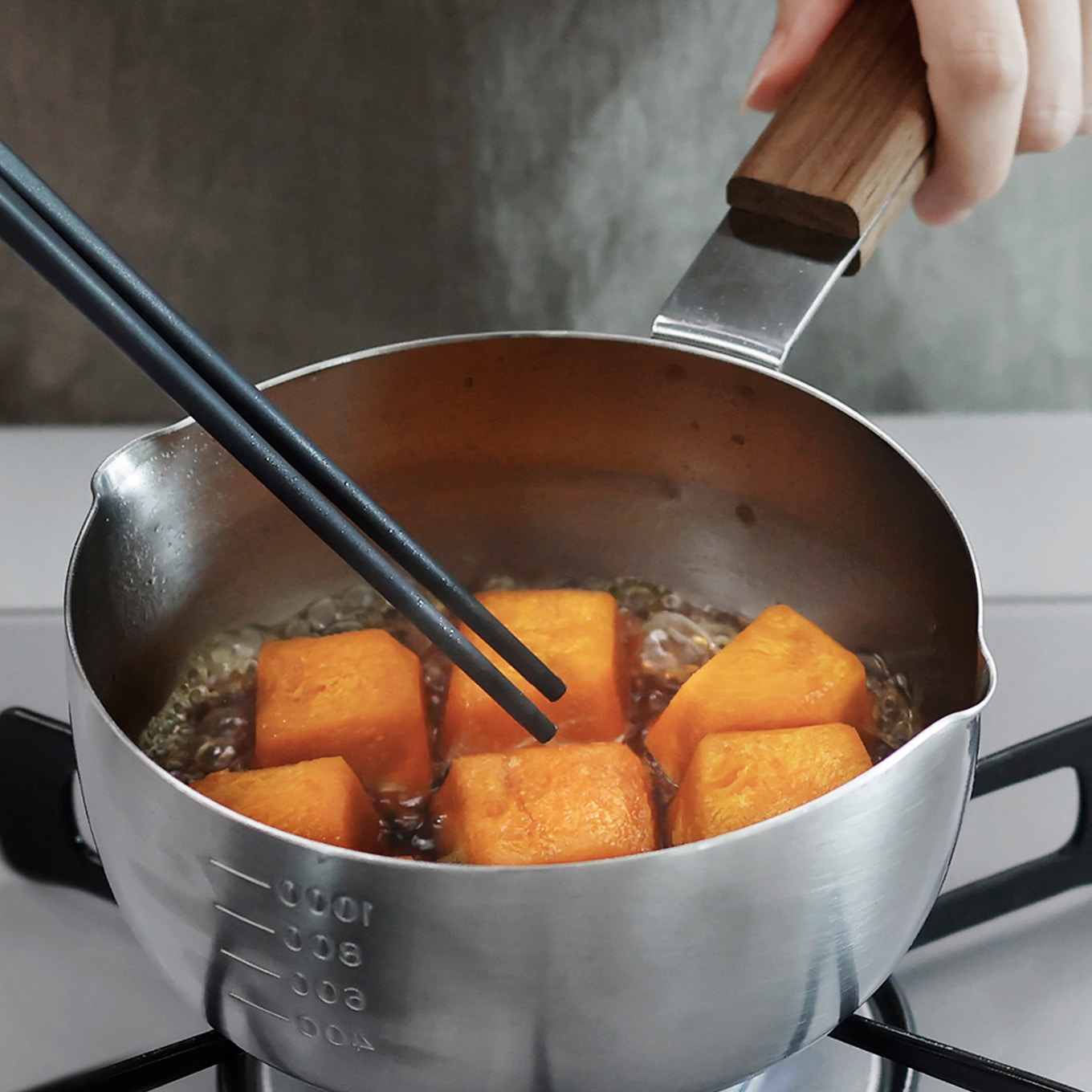 つかみやすい菜箸 ダークグレー 24cm