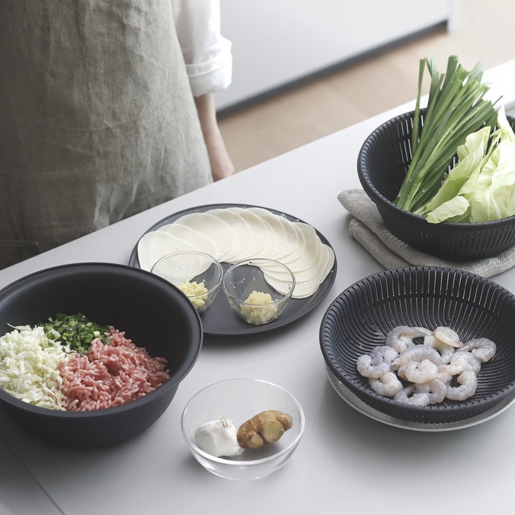 ザルボウル 21cm ダークグレー 2点セット