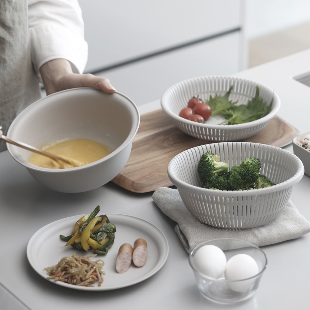 ザルボウル 18cm ダークグレー 2点セット