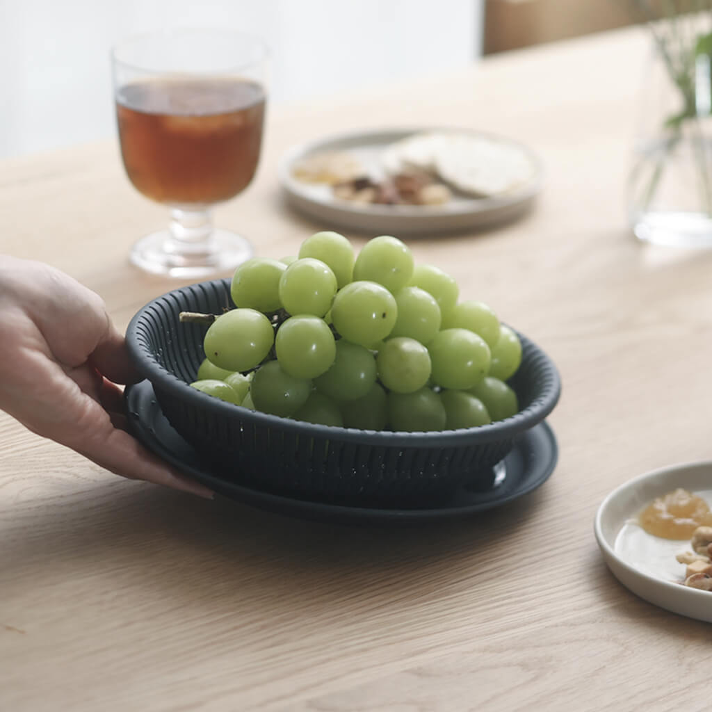 ザルボウル 18cm ダークグレー 2点セット