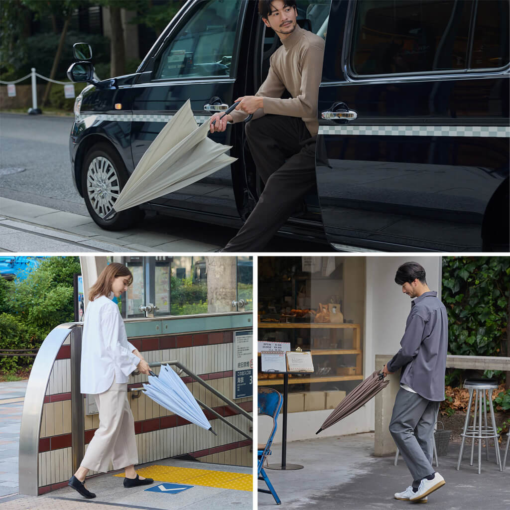 Shupatto アンブレラ ブルーグレー(柄:ブラック) 58cm