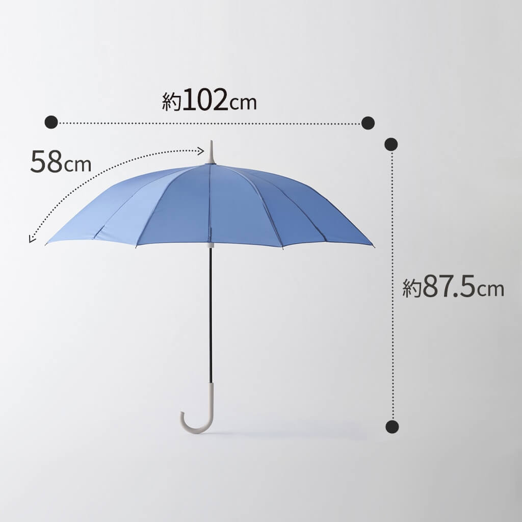 Shupatto アンブレラ ブルーグレー(柄:ブラック) 58cm