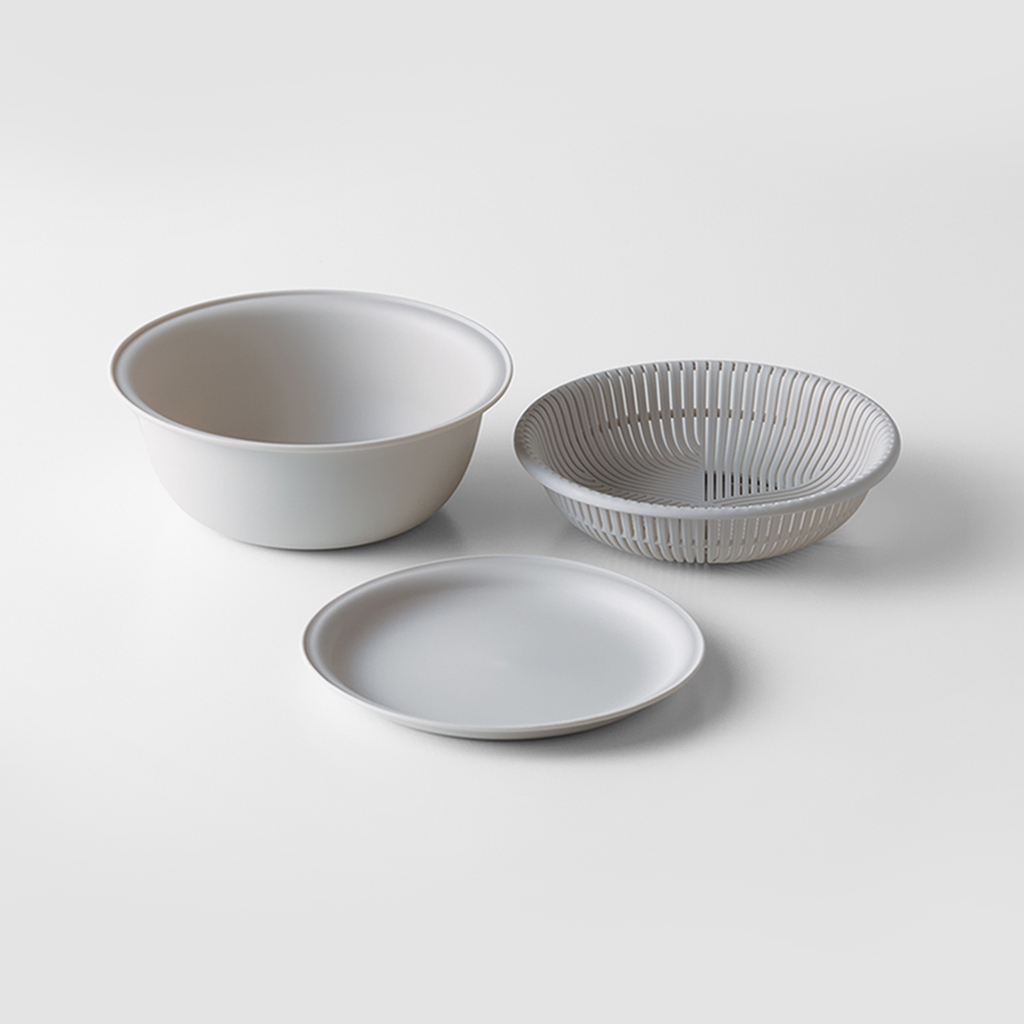 ザルボウル 18cm グレー 3点セット