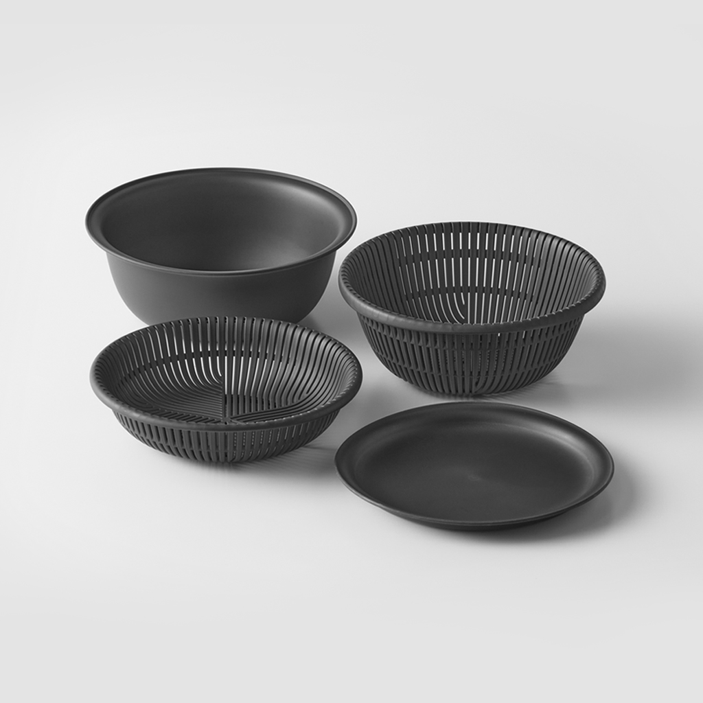 ザルボウル 18cm ダークグレー 4点セット