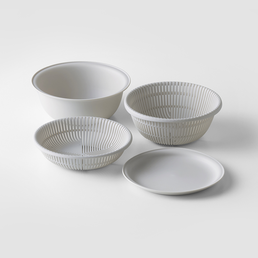 ザルボウル 18cm グレー 4点セット