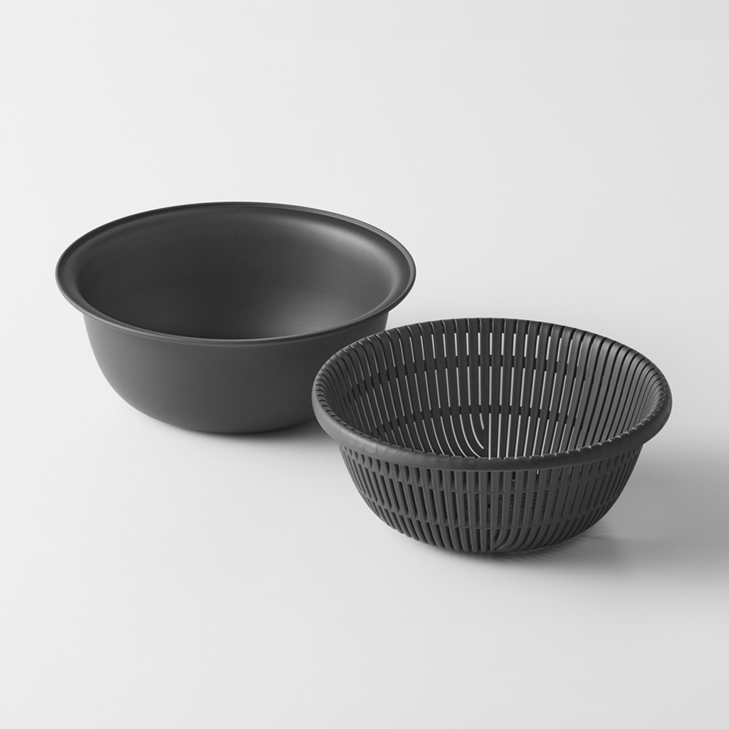ザルボウル 21cm ダークグレー 2点セット