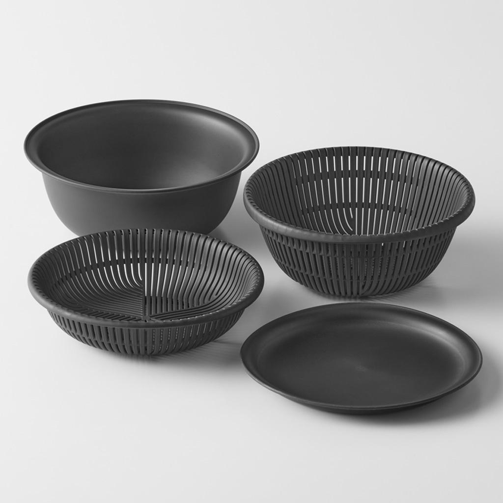 ザルボウル 21cm ダークグレー 4点セット